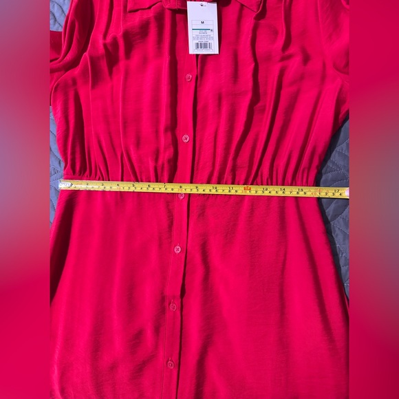 Women's Long Sleeve Collared Midi Crepe Shirtdress - A New Day™ Red Medium. NWT - Picture 9 of 9